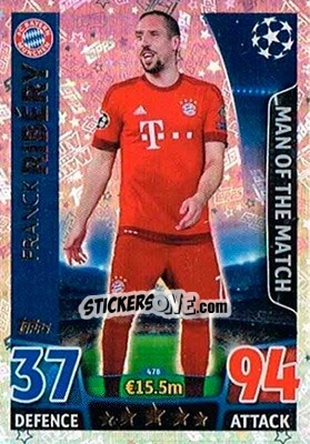 Sticker Franck Ribéry - UEFA Champions League 2015-2016. Match Attax n. 478 - Topps