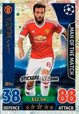 Sticker Juan Mata - UEFA Champions League 2015-2016. Match Attax n. 487 - Topps