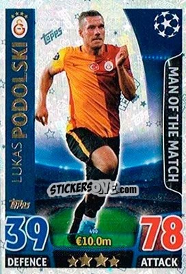 Figurina Lukas Podolski - UEFA Champions League 2015-2016. Match Attax - Topps