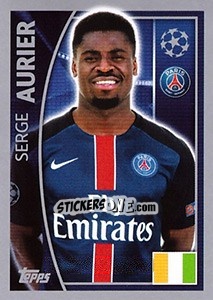Sticker Serge Aurier - UEFA Champions League 2015-2016 n. 21 - Topps