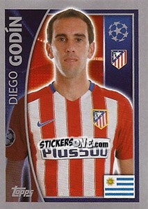 Sticker Diego Godín - UEFA Champions League 2015-2016 - Topps