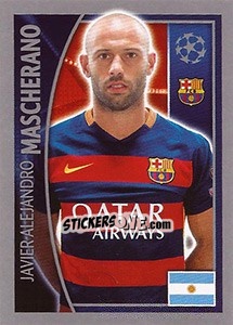 Sticker Javier Alejandro Mascherano - UEFA Champions League 2015-2016 n. 308 - Topps