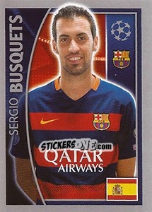 Sticker Sergio Busquets - UEFA Champions League 2015-2016 n. 313 - Topps
