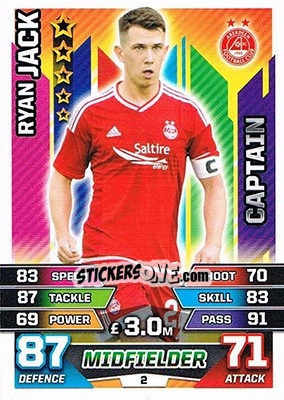 Sticker Ryan Jack - SPFL 2015-2016. Match Attax - Topps