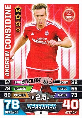 Sticker Andrew Considine - SPFL 2015-2016. Match Attax n. 5 - Topps