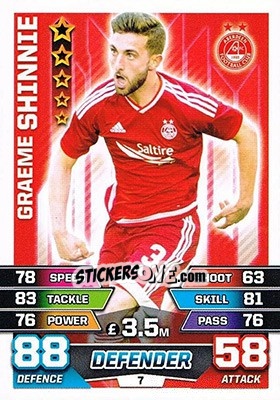 Sticker Graeme Shinnie - SPFL 2015-2016. Match Attax n. 7 - Topps