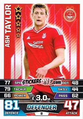 Sticker Ash Taylor - SPFL 2015-2016. Match Attax n. 8 - Topps