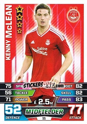 Sticker Kenny McLean - SPFL 2015-2016. Match Attax n. 11 - Topps