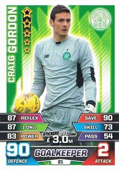 Cromo Craig Gordon - SPFL 2015-2016. Match Attax n. 21 - Topps