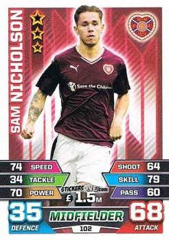 Sticker Sam Nicholson - SPFL 2015-2016. Match Attax n. 102 - Topps