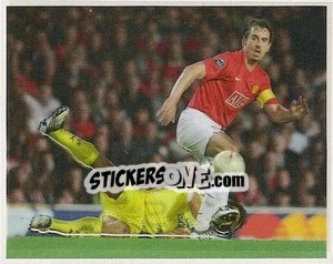 Sticker Gary Neville in action - Manchester United 2008-2009 - Panini