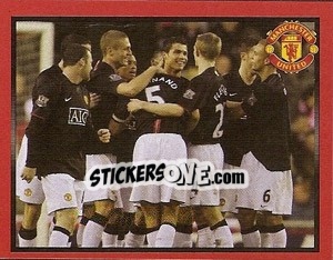 Cromo Aston Villa v Manchester United - Ferdinand's goal celebration - Manchester United 2008-2009 - Panini
