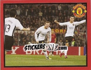 Cromo Roma vs Manchester United - Rooney just scored - Manchester United 2008-2009 - Panini