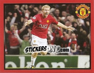 Sticker Manchester United v Barcelona - Scholes just scored - Manchester United 2008-2009 n. 184 - Panini