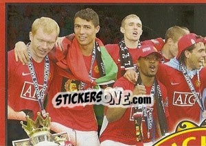 Sticker Team with trophies collage (1 of 6) - Manchester United 2008-2009 n. 187 - Panini