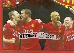Sticker Team and trophies collage (5 of 6) - Manchester United 2008-2009 - Panini