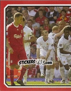 Sticker Manchester United v Liverpool - goal celebration (1 of 2) - Manchester United 2008-2009 n. 197 - Panini