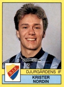 Sticker Krister Nordin - Fotboll 91. Allsvenskan och Division 1 n. 35 - Panini