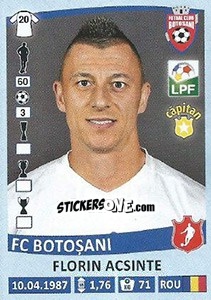 Figurina Florin Acsinte - Liga 1 Romania 2015-2016 n. 198 - Panini