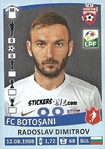 Sticker Radoslav Dimitrov - Liga 1 Romania 2015-2016 n. 201 - Panini