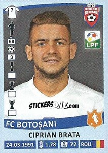 Cromo Ciprian Brata - Liga 1 Romania 2015-2016 - Panini