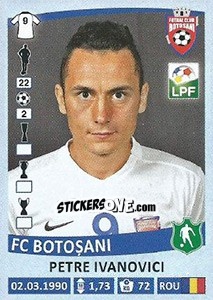 Sticker Petre Ivanovici - Liga 1 Romania 2015-2016 - Panini