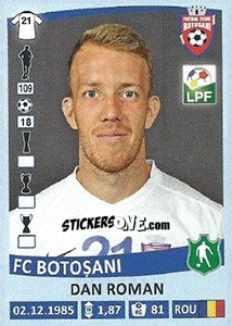 Figurina Dan Roman - Liga 1 Romania 2015-2016 n. 218 - Panini