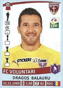 Figurina Dragoş Balauru - Liga 1 Romania 2015-2016 n. 254 - Panini