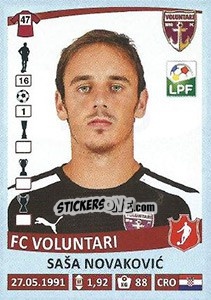 Figurina Saša Novakovic - Liga 1 Romania 2015-2016 n. 256 - Panini
