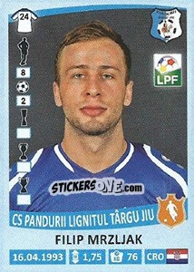 Sticker Filip Mrzljak - Liga 1 Romania 2015-2016 - Panini