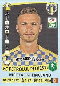 Figurina Nicolae Milinceanu - Liga 1 Romania 2015-2016 n. 322 - Panini