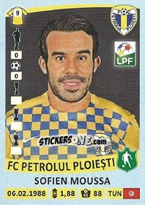 Figurina Sofien Moussa - Liga 1 Romania 2015-2016 - Panini