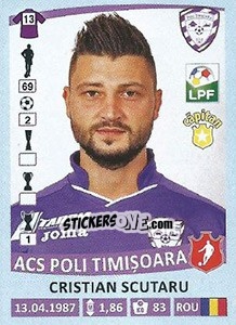 Sticker Cristian Scutaru - Liga 1 Romania 2015-2016 - Panini