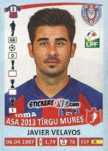 Figurina Javier Velayos - Liga 1 Romania 2015-2016 n. 12 - Panini