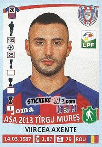 Figurina Mircea Axente - Liga 1 Romania 2015-2016 n. 29 - Panini