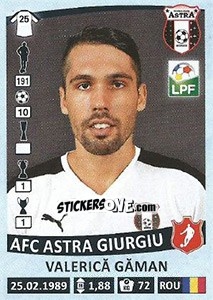 Figurina Valerică Găman - Liga 1 Romania 2015-2016 n. 42 - Panini