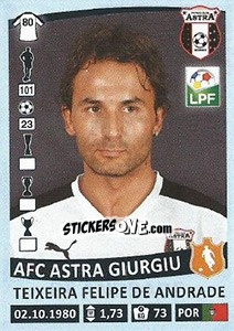 Sticker Teixeira Felipe de Andrade - Liga 1 Romania 2015-2016 n. 46 - Panini