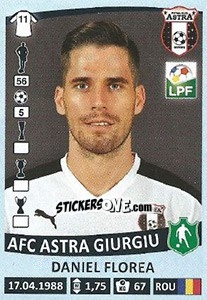 Figurina Daniel Florea - Liga 1 Romania 2015-2016 n. 56 - Panini