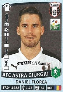 Figurina Daniel Florea - Liga 1 Romania 2015-2016 - Panini