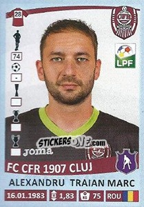 Sticker Alexandru Traian Marc - Liga 1 Romania 2015-2016 n. 64 - Panini