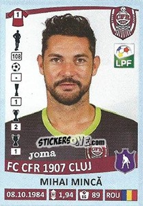 Cromo Mihai Mincă - Liga 1 Romania 2015-2016 - Panini