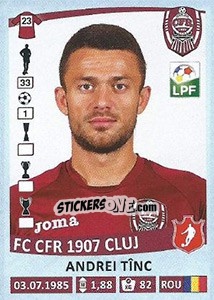 Sticker Andrei Tînc - Liga 1 Romania 2015-2016 n. 69 - Panini