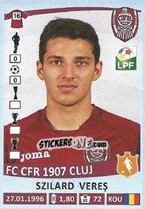 Sticker Szilard Vereş - Liga 1 Romania 2015-2016 - Panini