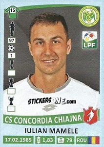 Cromo Iulian Mamele - Liga 1 Romania 2015-2016 - Panini