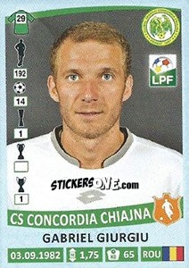 Figurina Gabriel Giurgiu - Liga 1 Romania 2015-2016 n. 104 - Panini