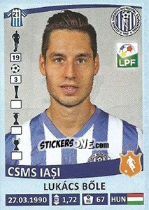 Sticker Lukács Bőle - Liga 1 Romania 2015-2016 - Panini