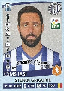 Figurina Stefan Grigorie - Liga 1 Romania 2015-2016 n. 132 - Panini