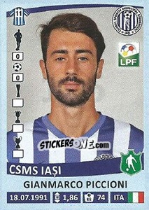 Cromo Gianmarco Piccioni - Liga 1 Romania 2015-2016 - Panini