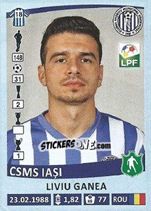 Figurina Liviu Ganea - Liga 1 Romania 2015-2016 n. 137 - Panini