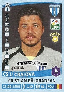 Cromo Cristian Bălgrădean - Liga 1 Romania 2015-2016 - Panini